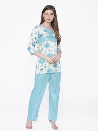 Women Satin Printed Lounge Set-thumb1