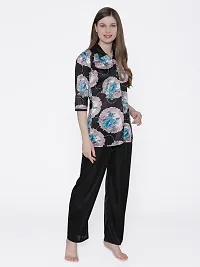 Women Satin Printed Lounge Set-thumb4