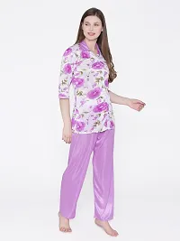 Women Satin Printed Lounge Set-thumb1