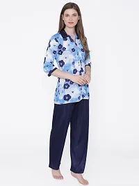 Women Satin Printed Lounge Set-thumb1