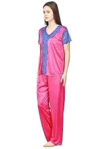 Women Satin Solid Lounge Set-thumb2