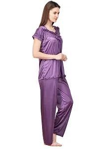 Women Satin Solid Lounge Set-thumb1