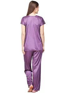 Women Satin Solid Lounge Set-thumb3