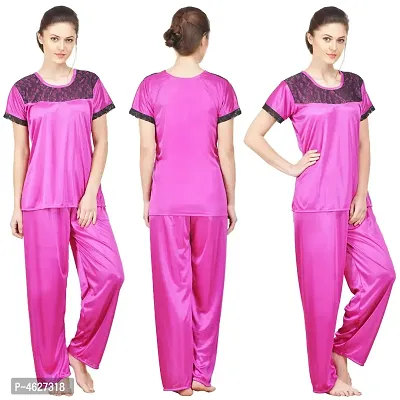 Women Satin Solid Lounge Set