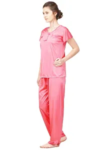 Women Satin Solid Lounge Set-thumb2