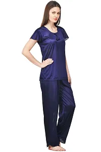 Women Satin Solid Lounge Set-thumb1