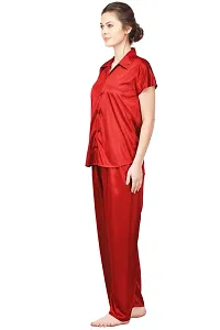 Women Satin Solid Lounge Set-thumb2