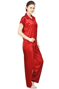 Women Satin Solid Lounge Set-thumb1