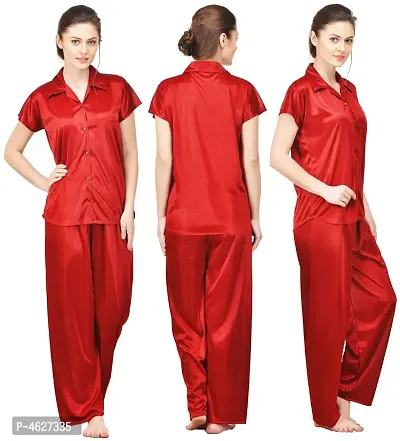 Women Satin Solid Lounge Set-thumb0