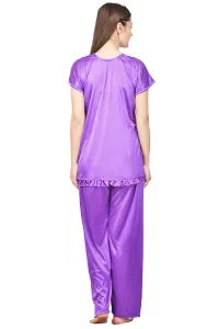 Women Satin Solid Lounge Set-thumb3