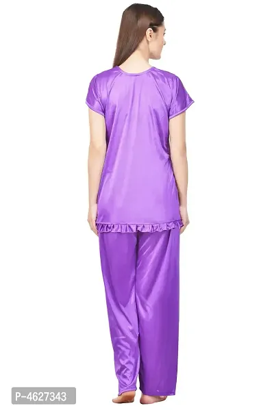 Women Satin Solid Lounge Set-thumb4