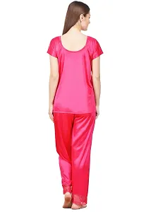 Women'S Solid Satin 1 Top, 1 Pyjama And 1 Nighty-thumb2