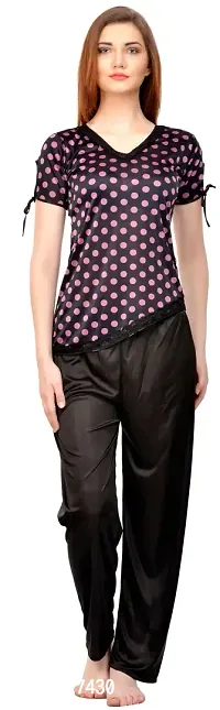 Womens'S Printed Satin Top  Pyjama-thumb0