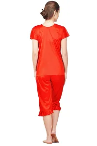 Women'S Solid Satin 1 Top, 1 Pyjama And 1 Nighty-thumb2