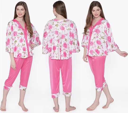 Stylish Night Top Capri Set/Lounge Set/Top Pajama Set