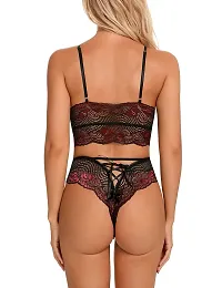 Stylish Black Lace Bra And Panty Set For Women-thumb4