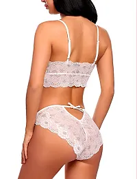 Stylish White Lace Bra And Panty Set For Women-thumb4