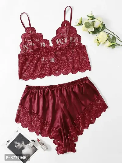 Buy Cropped Modal & Lace Panty Set - Order Cami Sets online