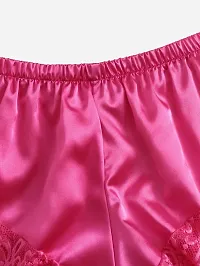 Stylish Pink Satin Lace Bra And Panty Set For Women-thumb3