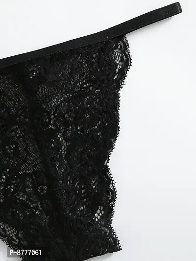 Stylish Black Lace Bra And Panty Set For Women-thumb5