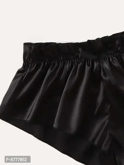 Stylish Black Satin Lace Bra And Panty Set For Women-thumb4