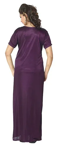 Attractive Solid Satin  Nighty And  Robe For Women-thumb1