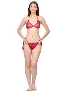 Attractive Solid Satin  Nighty  Bra And  Panty For Women-thumb4