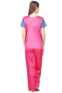 Attractive Solid Satin  Top  Payjama  Nighty For Women-thumb2