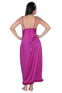 Attractive Solid Satin  Nighty And  Robe For Women-thumb1