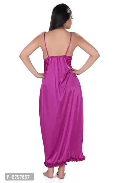 Attractive Solid Satin  Nighty And  Robe For Women-thumb2