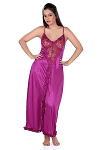 Attractive Solid Satin  Nighty And  Robe For Women-thumb2