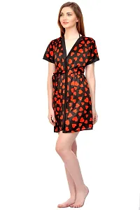 Attractive Black And Red Satin Printed Robe For Women-thumb2