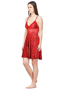 Attractive Polka Print Satin  Nighty And  Robe For Women-thumb2