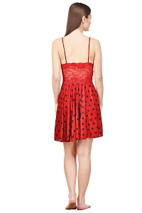 Attractive Polka Print Satin  Nighty And  Robe For Women-thumb3