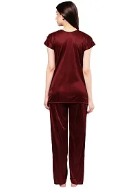 Attractive Solid Satin  Top  Pyjama and  Nighty For Women-thumb2