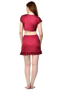 Attractive Solid Satin  Top  Skirt And  Robe For Women-thumb3