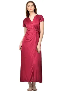 Attractive Solid Satin  Top  Skirt And  Robe For Women-thumb4