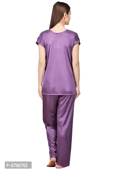 Attractive Solid Satin  Top  Pyjama and  Nighty For Women-thumb3