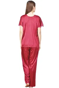 Attractive Solid Satin  Top  Payjama  Nighty For Women-thumb2