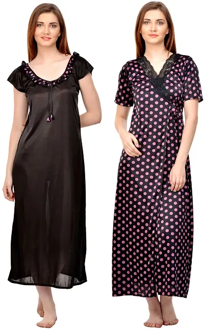 Hot Selling Satin Nighty With Robe Women's Nightwear 