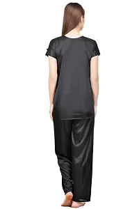 Attractive Solid Satin  Top  Payjama  Nighty For Women-thumb2