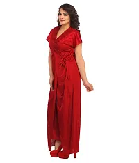 Attractive Solid Satin  Nighty  Robe For Women-thumb1