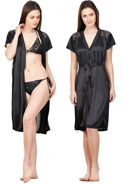 Hot Selling Satin Nighty With Robe Women's Nightwear 