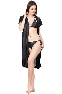 Attractive Solid Satin  Nighty And  Robe For Women-thumb1