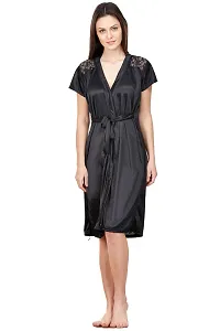 Attractive Solid Satin  Nighty And  Robe For Women-thumb2