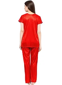 Attractive Solid Satin  Top  Payjama  Nighty For Women-thumb2