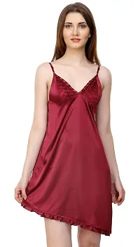 Attractive Solid Satin  Nighty And  Robe For Women-thumb1