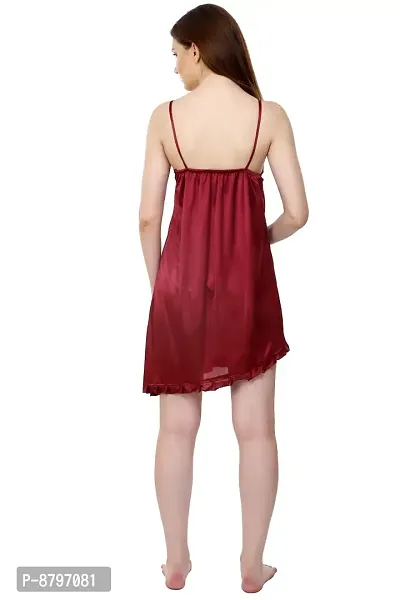 Attractive Solid Satin  Nighty And  Robe For Women-thumb3