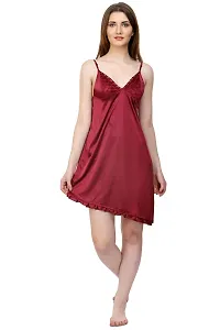 Attractive Solid Satin  Nighty And  Robe For Women-thumb3