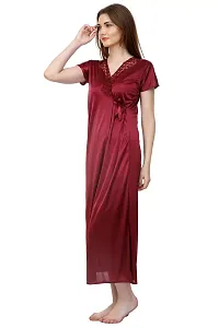 Attractive Solid Satin  Nighty And  Robe For Women-thumb4